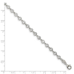 Sterling Silver Rhodium-plated W/ 1 in ext. CZ Bracelet QG4885-7