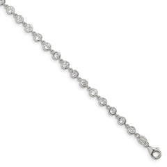 Sterling Silver Rhodium-plated W/ 1 in ext. CZ Bracelet QG4885-7