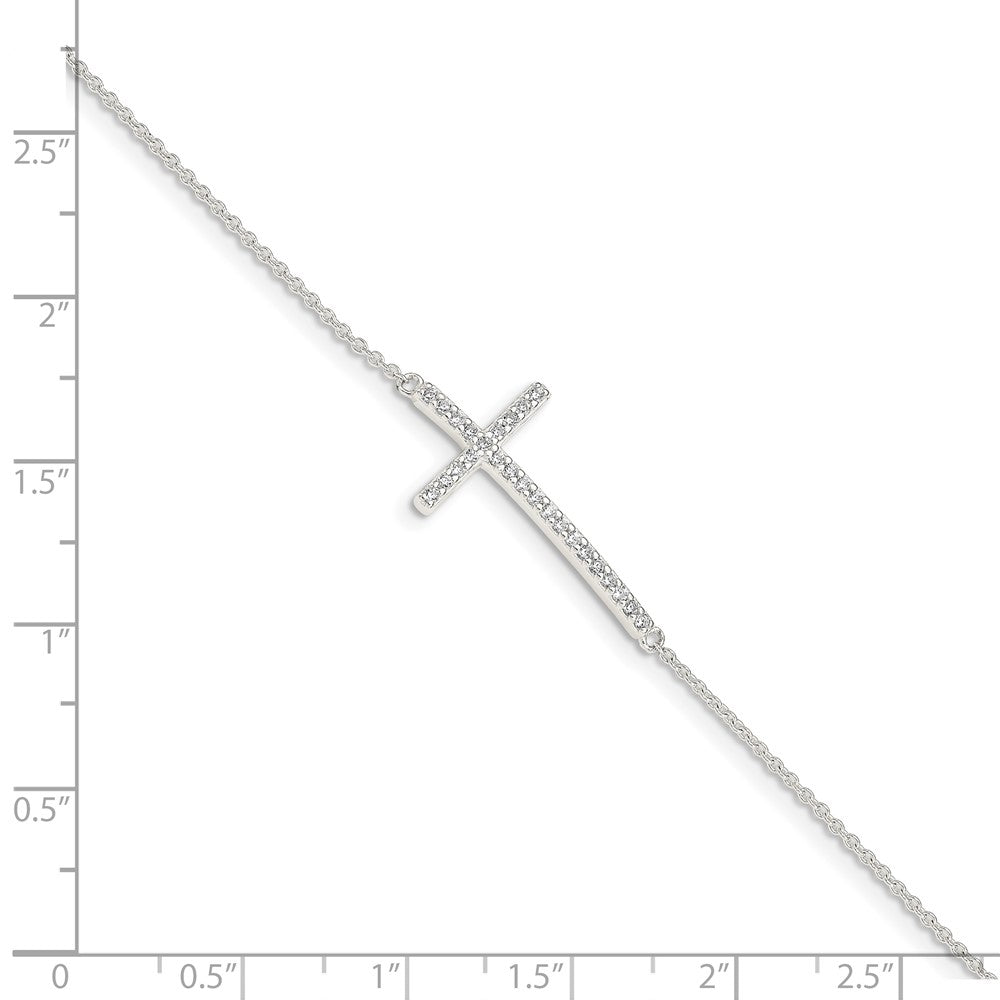 Sterling Silver CZ Cross Bracelet QG4893-7