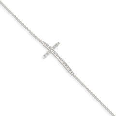 Sterling Silver CZ Cross Bracelet QG4893-7