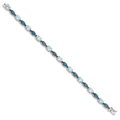 Sterling Silver Rhodium-plated London Blue/Sky Blue Topaz Bracelet QG4907-7.25