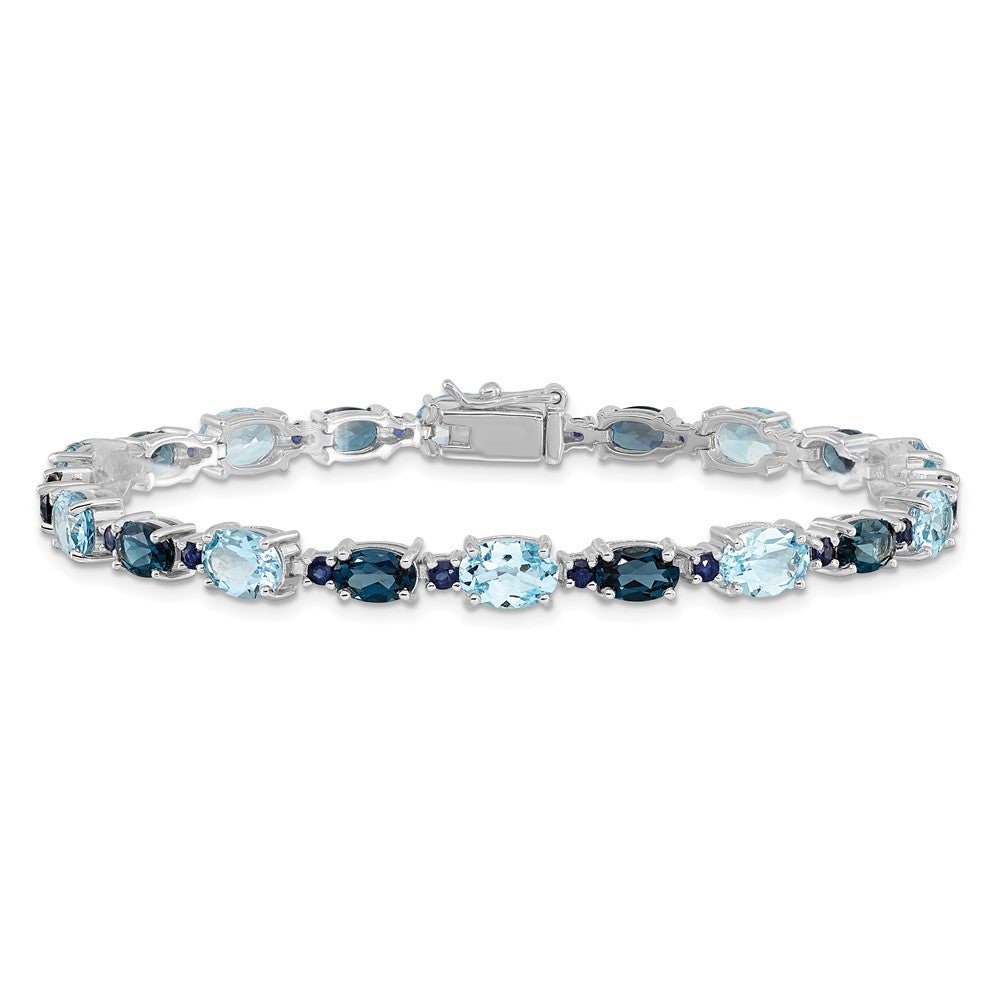 Sterling Silver Rhodium-plated London Blue/Sky Blue Topaz Bracelet QG4907-7.25