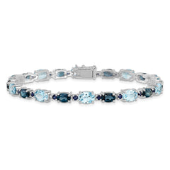 Sterling Silver Rhodium-plated London Blue/Sky Blue Topaz Bracelet QG4907-7.25