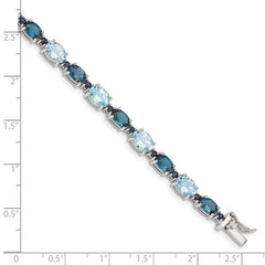 Sterling Silver Rhodium-plated London Blue/Sky Blue Topaz Bracelet QG4907-7.25