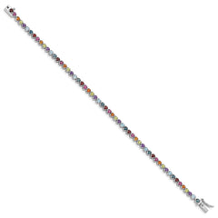 Sterling Silver Rhodium-plated Multi-gemstone Tennis Bracelet QG4924-7.5