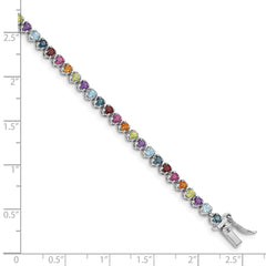 Sterling Silver Rhodium-plated Multi-gemstone Tennis Bracelet QG4924-7.5