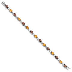 Sterling Silver Rhod-pltd Smoky Quartz/Citrine/Wh.Topaz Bracelet QG4931-7.5