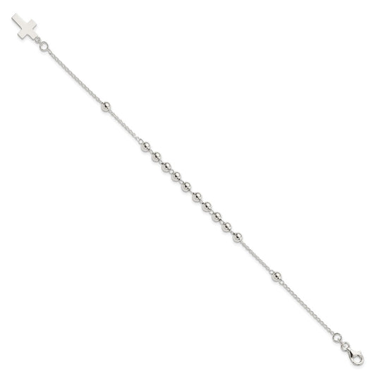 Sterling Silver Beaded Cross Bracelet QG4950-7.5