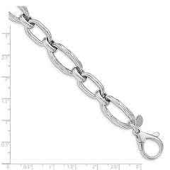 Sterling Silver Rhodium Plated Polished Link Bracelet QG4998-8