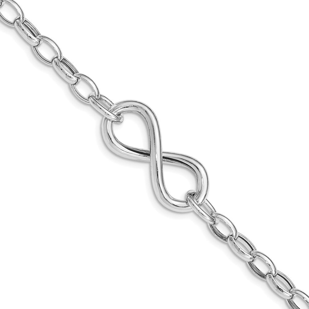 Sterling Silver Rhodium Plated Polished Infinity Link Bracelet QG5014-7.5