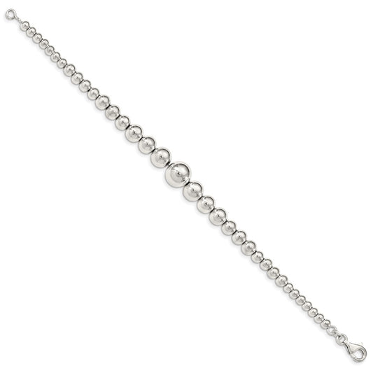 Sterling Silver Polished Graduated Beads Bracelet QG5036-7.5