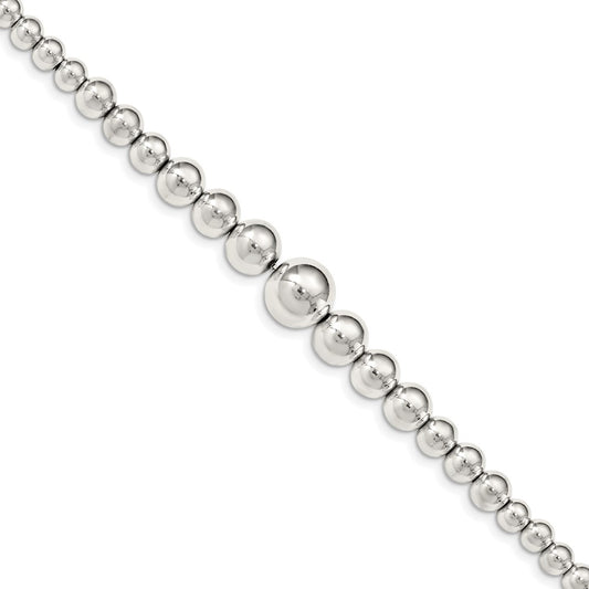 Sterling Silver Polished Graduated Beads Bracelet QG5036-7.5