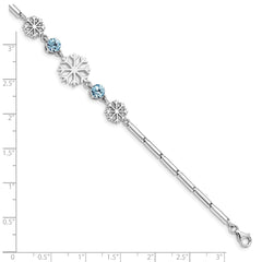 Sterling Silver RH-plated Crystal Snowflake w/1in ext Bracelet QG5038-6.5