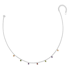 Prizma Sterling Silver Rhodium Plated 16 inch Dangling Colorful CZ Necklace with 2 inch Extender QG5044-16