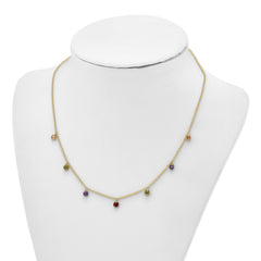 Prizma Sterling Silver Gold-tone 14K Flash Gold-plated 16 inch Dangling Colorful CZ  Necklace with 2 inch Extender QG5044GP-16