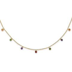 Prizma Sterling Silver Gold-tone 14K Flash Gold-plated 16 inch Dangling Colorful CZ  Necklace with 2 inch Extender QG5044GP-16