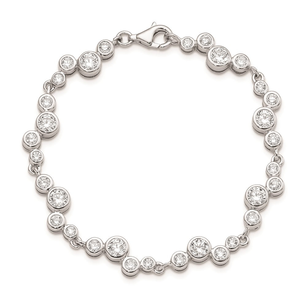 Sterling Silver Rhodium-plated CZ Bracelet QG5056-7.5