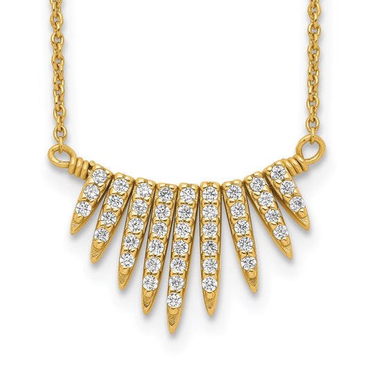 Sterling Silver Gold-tone CZ Necklace QG5126-18