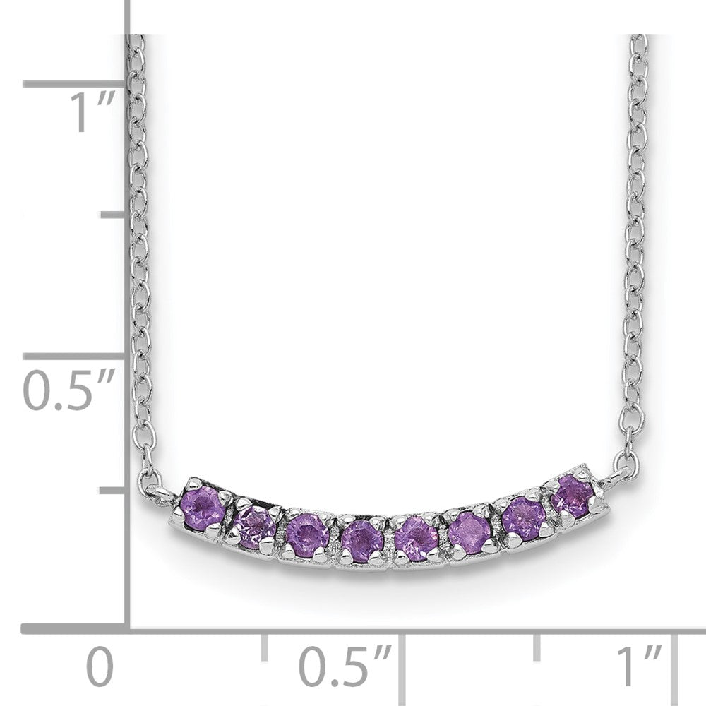 Sterling Silver Rhodium plated Amethyst Bar w/2in ext Necklace QG5127-16