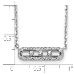 Sterling Silver Rhodium-plated CZ Bar w/ 2in ext. Necklace QG5134-16.5