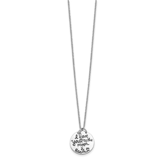 Sterling Silver Rhodium-plated Antiqued MOON AND BACK Necklace QG5137-18