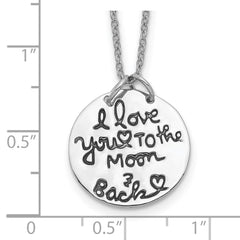 Sterling Silver Rhodium-plated Antiqued MOON AND BACK Necklace QG5137-18