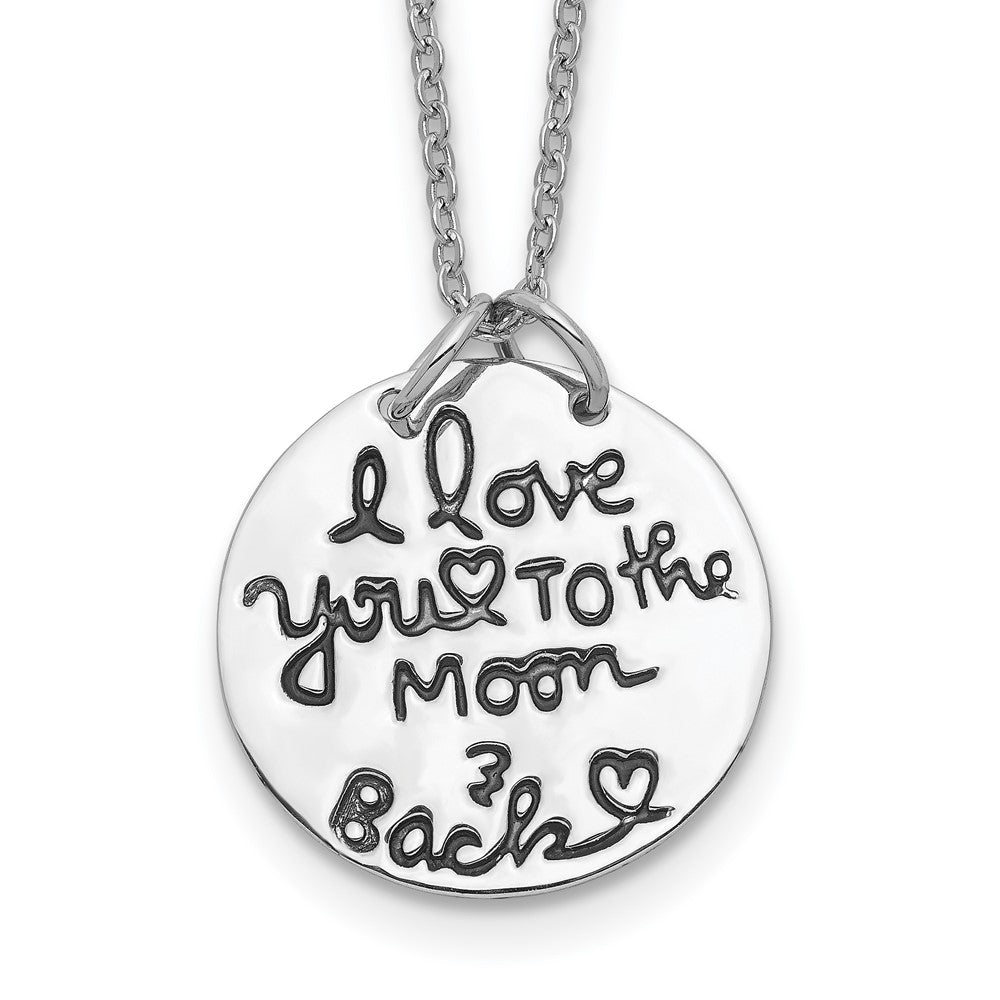 Sterling Silver Rhodium-plated Antiqued MOON AND BACK Necklace QG5137-18