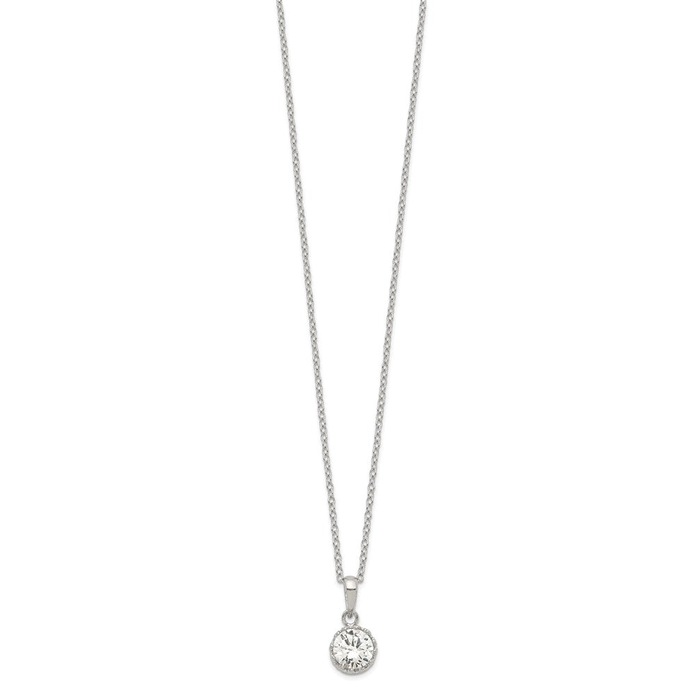 Sterling Silver Rhodium-plated Polished CZ Necklace QG5143-18