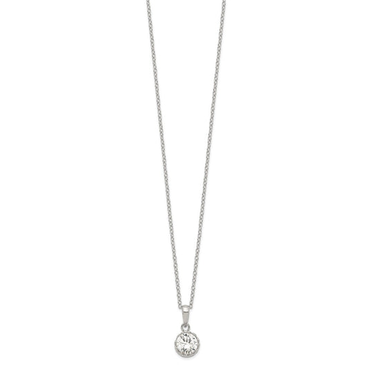 Sterling Silver Rhodium-plated Polished CZ Necklace QG5143-18