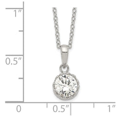 Sterling Silver Rhodium-plated Polished CZ Necklace QG5143-18