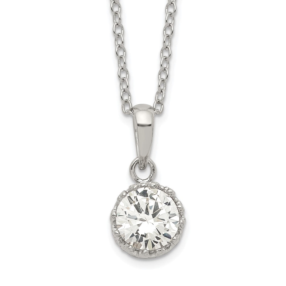 Sterling Silver Rhodium-plated Polished CZ Necklace QG5143-18