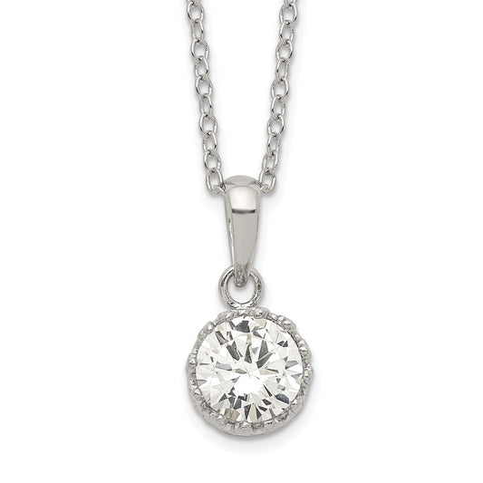 Sterling Silver Rhodium-plated Polished CZ Necklace QG5143-18
