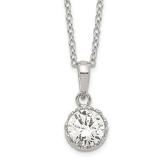 Sterling Silver Rhodium-plated Polished CZ Necklace QG5143-18
