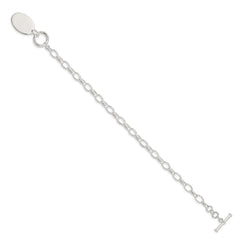Sterling Silver Rhodium-plated Fancy Oval Disc Bracelet QG516-7