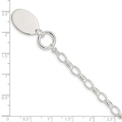 Sterling Silver Rhodium-plated Fancy Oval Disc Bracelet QG516-7