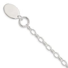 Sterling Silver Rhodium-plated Fancy Oval Disc Bracelet QG516-7