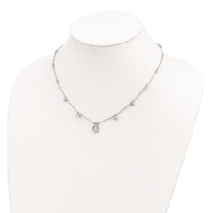 Sterling Silver RH-plated CZ Miraculous Medal w/1.5in ext. Necklace QG5244-16
