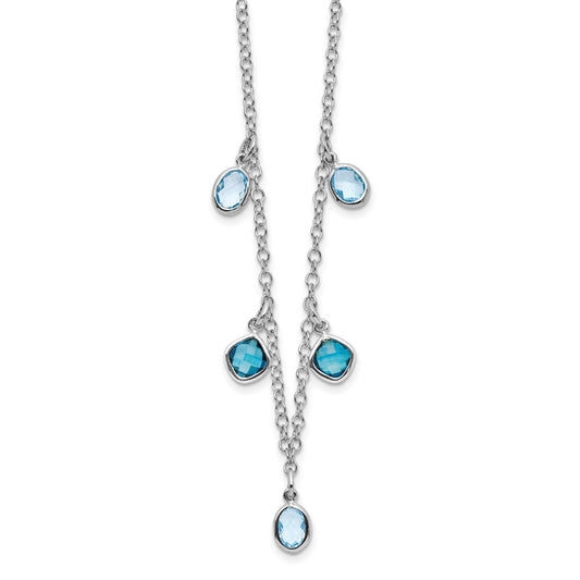 Sterling Silver Rhod-plat London and Sky Blue Topaz w/ 2in ext. Necklace QG5295-18