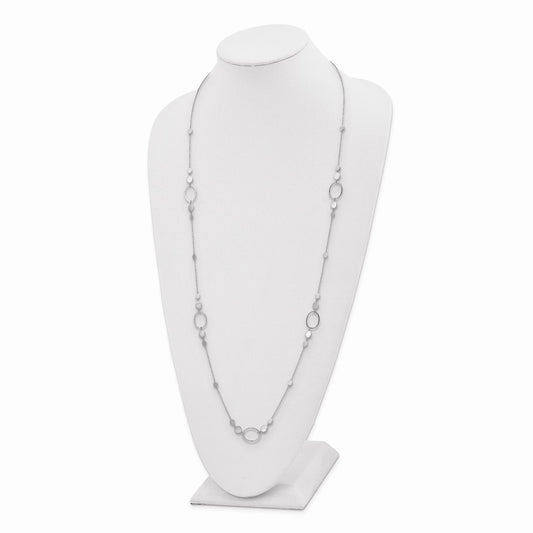 Sterling Silver Rhodium-plated Polished Ovals and Discs Necklace QG5328-36