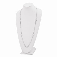 Sterling Silver Rhodium-plated Polished Ovals and Discs Necklace QG5328-36