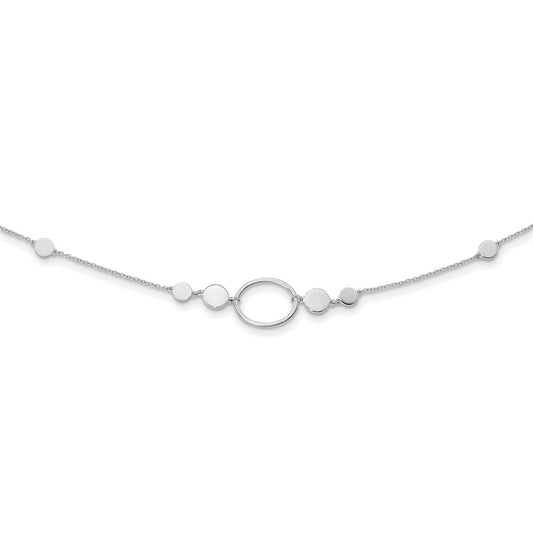 Sterling Silver Rhodium-plated Polished Ovals and Discs Necklace QG5328-36