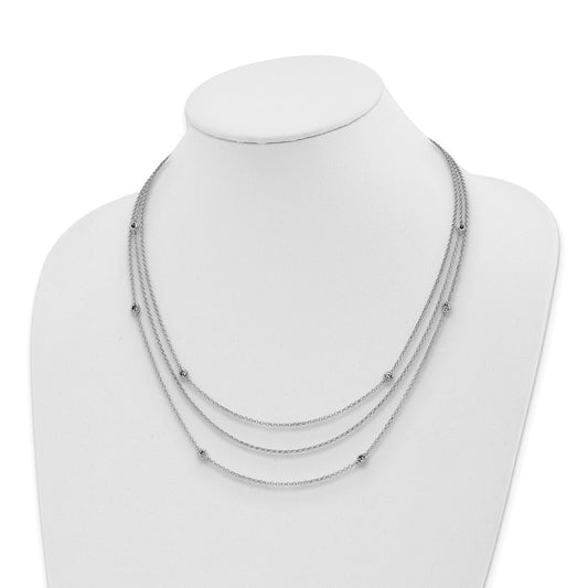 Sterling Silver Rhodium-plated Love Knot Multi-Strand w/2in ext Necklace QG5331-18