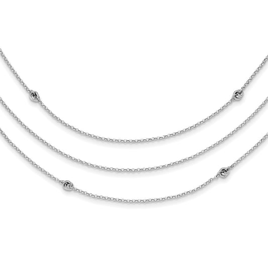 Sterling Silver Rhodium-plated Love Knot Multi-Strand w/2in ext Necklace QG5331-18