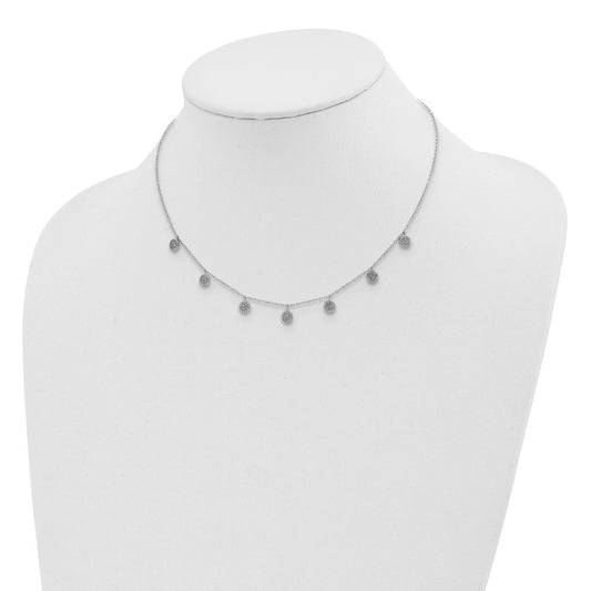 Sterling Silver Rhodium-plated CZ w/ 4in ext. Choker QG5340-12