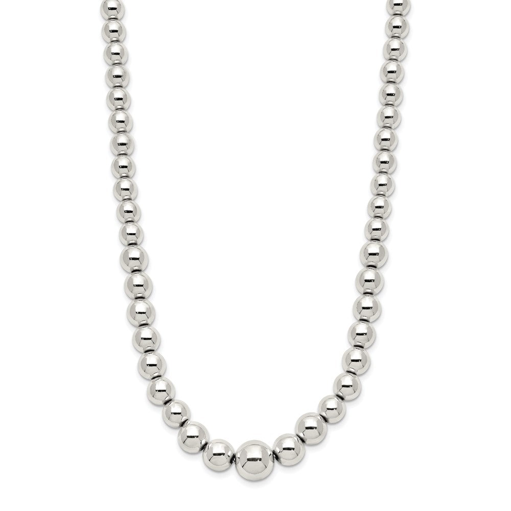 Sterling Silver Polished Beaded Necklace QG5386-18