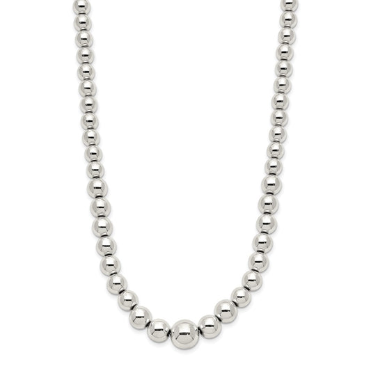 Sterling Silver Polished Beaded Necklace QG5386-18