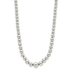 Sterling Silver Polished Beaded Necklace QG5386-18