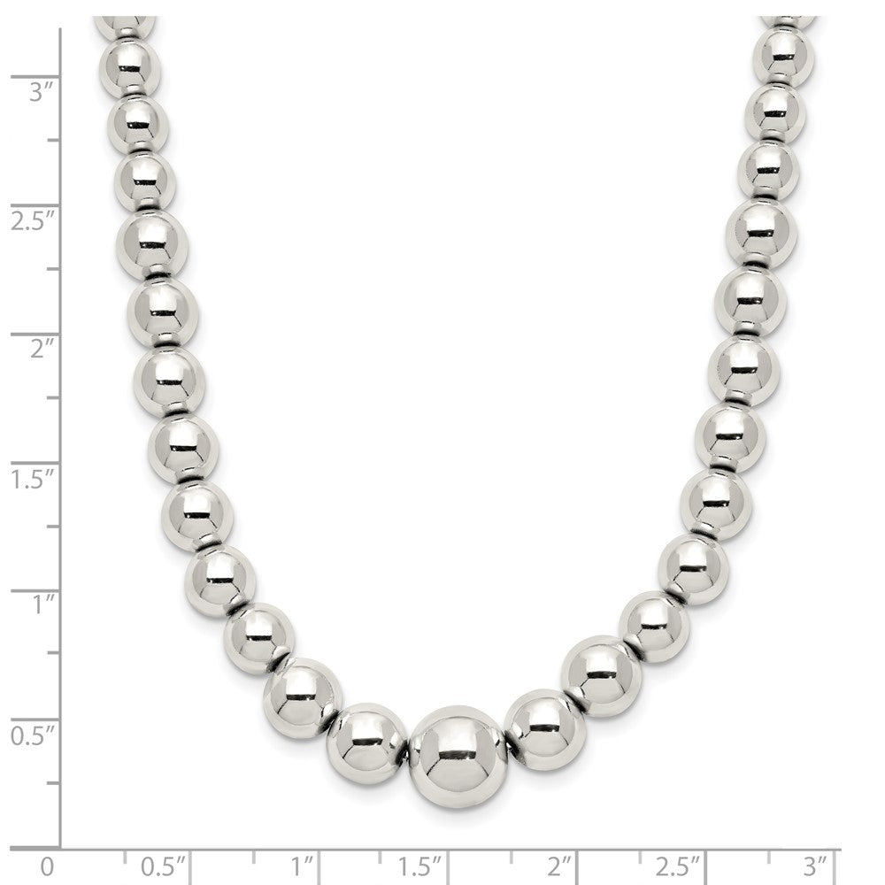 Sterling Silver Polished Beaded Necklace QG5386-18