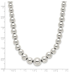 Sterling Silver Polished Beaded Necklace QG5386-18