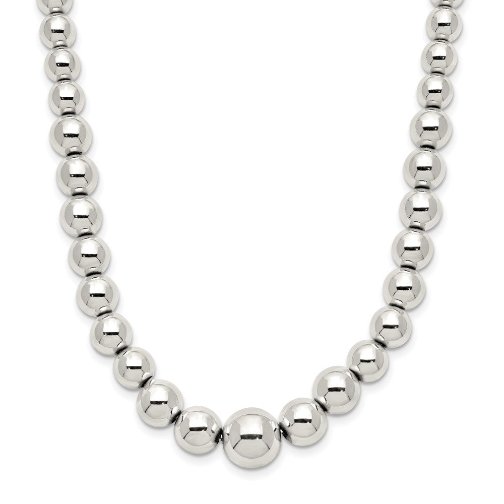 Sterling Silver Polished Beaded Necklace QG5386-18